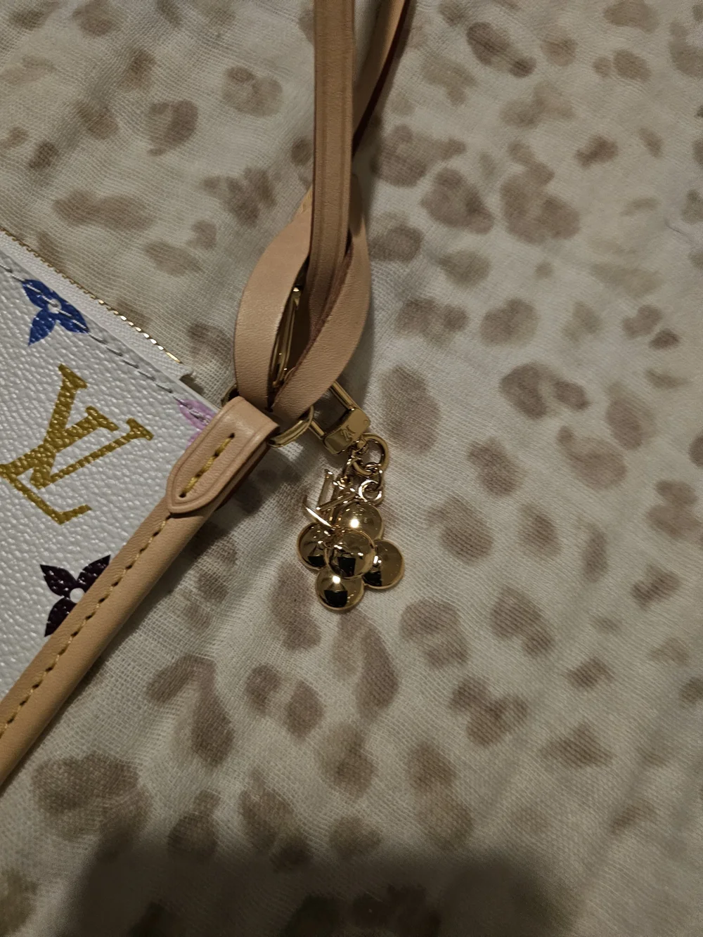 Louis Vuitton Multicolor White Zip Wristlet Murakami includes LV Mini Charm✨️